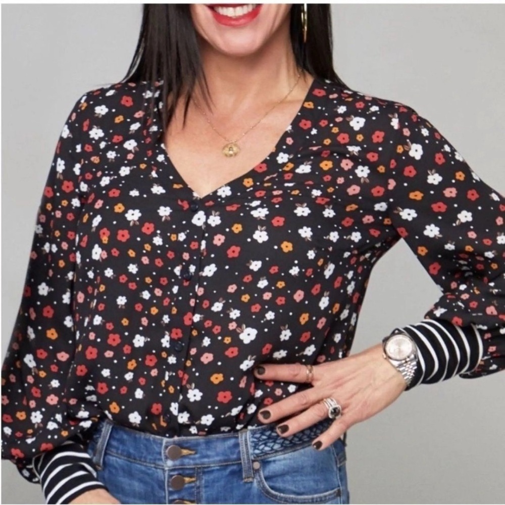 CAbi Heart of CAbi Cheerful Floral Button Up Blouse Size XL